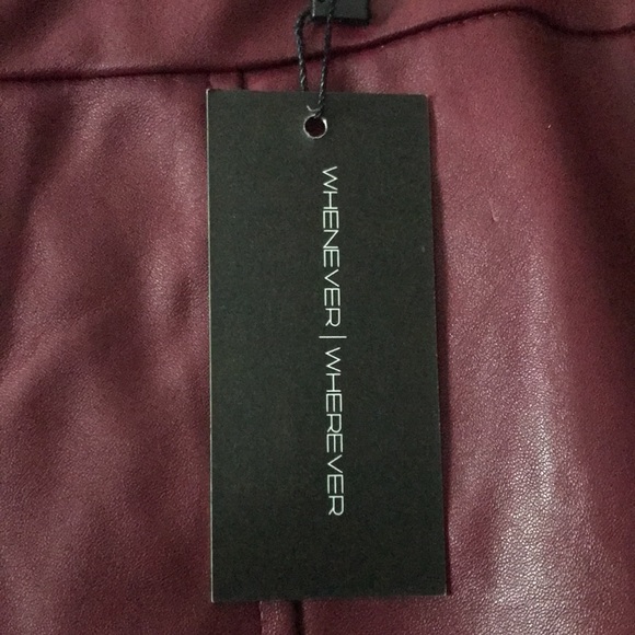 Burgundy red/brwn hi-low midi lined faux leather ruffled skirt STMT STATEMENT sm - Picture 2 of 8